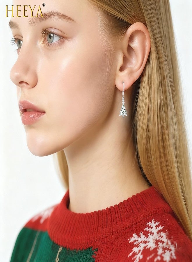 HEEYA Sterling Silver Christmas Earrings,Sterling Silver Drop Earrings for Women,Christmas Tree Jewelry to my Daughter,Silver Dangle Earring with Cubic Zirconia,Christmas Earring Birthday Gifts with Box - Image 3